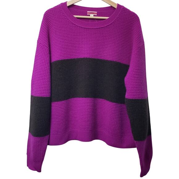 J. Crew Sweaters - NWT J. CREW Cashmere Waffle Knit Sweater in Colorblock Women's Size Large